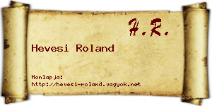 Hevesi Roland névjegykártya